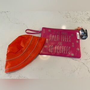 Sun Hat Beach Bag Vacation Beach Set | Bucket Hat NWOT + Clutch Bikini Bag NWT